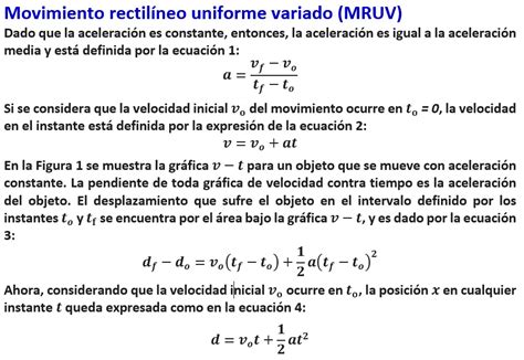 Movimiento Rectilíneo Uniformemente Variado Ecuaciones Del Mruv