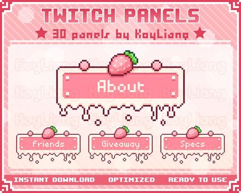 Kawaii Twitch Panels For Channel Set Up Cute Pink Panel Etsy Pixel