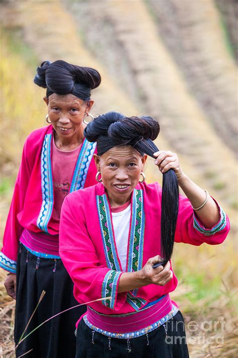 Yao Ethnic Minority Women On Rice Terrace Guilin China Photograph By Matteo Colombo