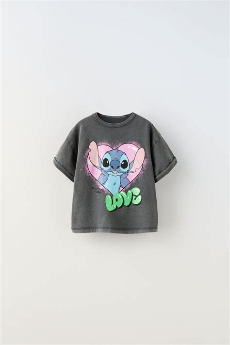 STITCH LOVE DISNEY T SHIRT Anthracite Grey ZARA United States