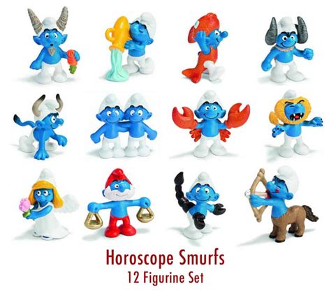 Horoscope Smurfs 12 Figure Set Schleich Smurf Toy NEW Zodiac Star Signs