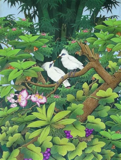 Hand Painting Balinese Bali Starling Jalak Detailed Bali Painting