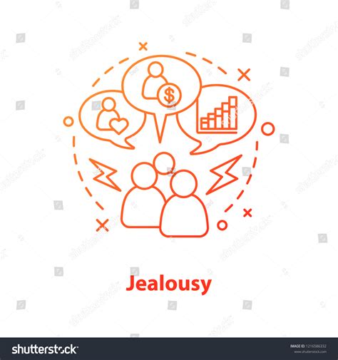 Jealousy Concept Icon Distrust Idea Thin Stock Vector Royalty Free