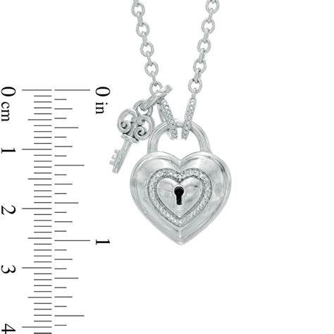 Forever Locking Love™ Diamond Accent Heart-Shaped Lock Necklace with Key Charm in Sterling ...