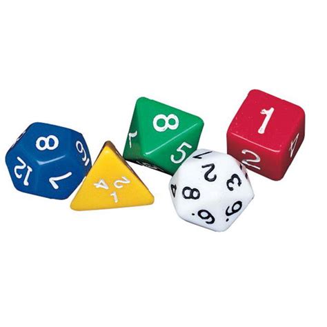 Polyhedra Dice Set Of 10 Assorted Shapes And Colors