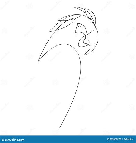 One Line Crested Parrot Design Silhouette Hand Drawn Minimalism Style