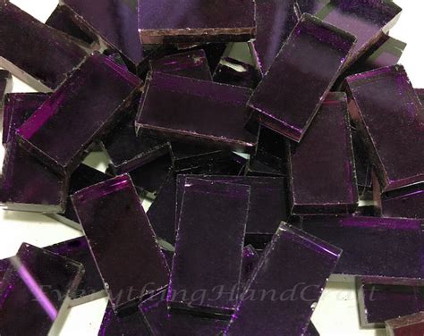 Mirror Purple Glass / Mosaic Vitreous Tiles / Craft Art Rhinestone Gem 100g approx 50pcs 10x20mm ...