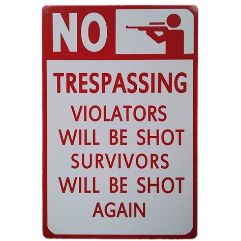 Buy TISOSO No Trespassing Violators Will Be Survivors Will Be Again Secutity Warning Signs Funny ...