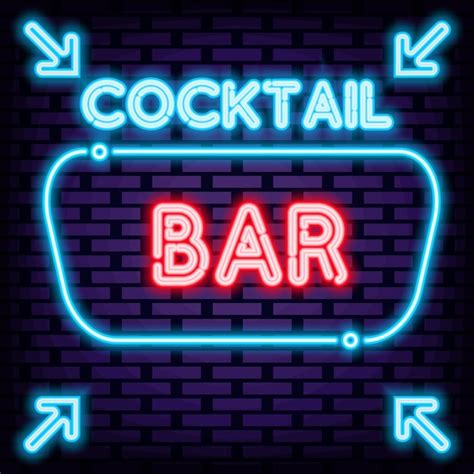 Bar à Cocktails Citation Néon Enseigne Lumineuse Texte Néon Vecteur