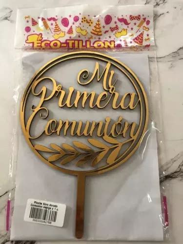 Cake Topper Adorno Torta Primera Comunion Dorado En Venta En Capital