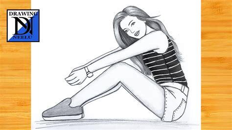 Cómo dibujar una chica sentada paso a paso Dibujo a lápiz para