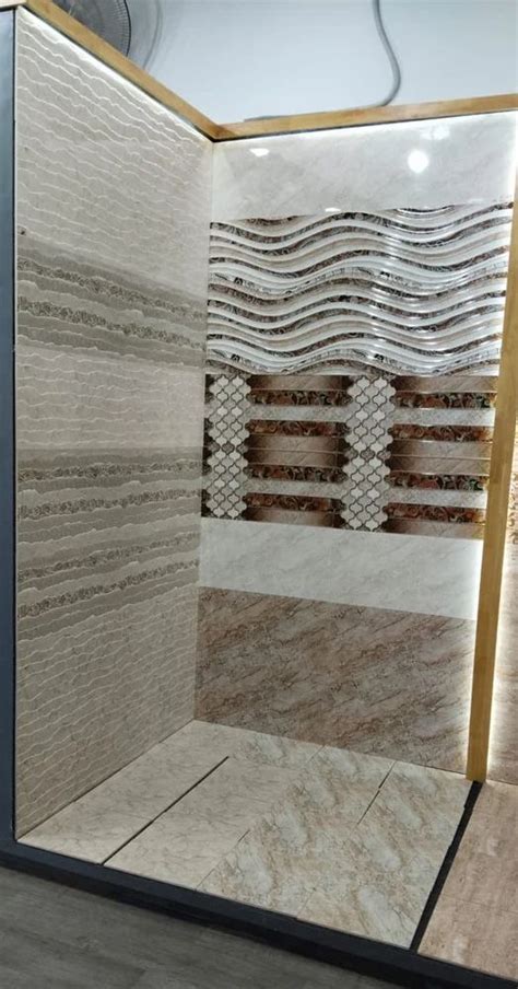 Glossy Ceramic Bathroom Wall And Floor Tiles Size 1x2 Feet 300x600 Mm