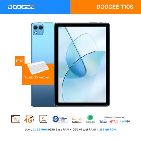 DOOGEE T10S Tablet | 10.1" IPS FHD Display | Android 13 | 11GB(6+5GB ...