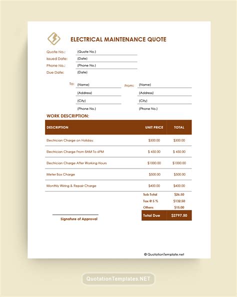 Free Electrical Quote Templates Quotationtemplates Net