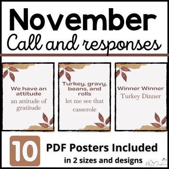 November Attention Getters Callback Posters Thanksgiving Call And