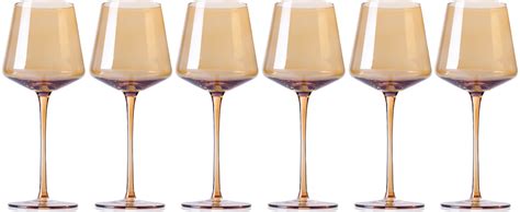 Physkoa Colored Wine Glasses Set Of 6 Modern Colorful Wine Glasses With Tall Long