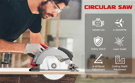 Circular Saw W Power Circular Saws With Laser Guide Rpm