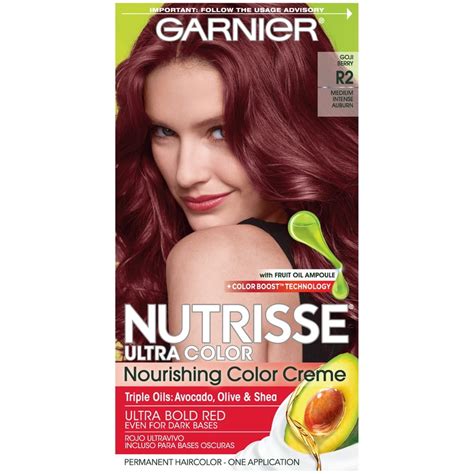 Garnier Nutrisse Ultra Color Nourishing Bold Permanent Hair Creme R2 Medium Intense Auburn 1