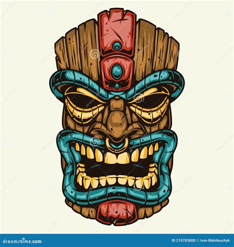 Tiki Mask Cartoon Vector 90804283