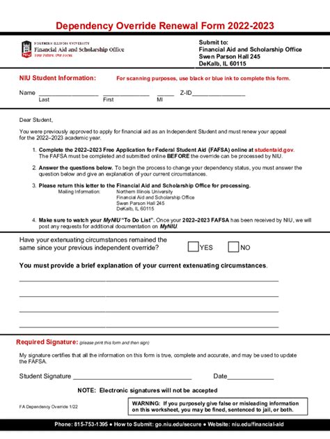 Fillable Online Dependency Override Renewal Form Fax Email