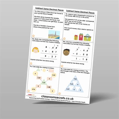 Subtract Decimals With The Same Number Of Decimal Places Reasoning And
