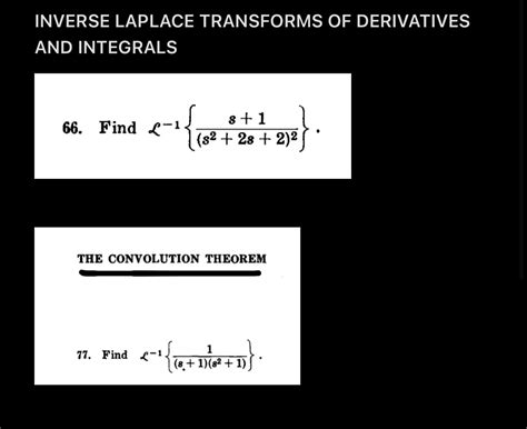 Solved Inverse Laplace Transforms Of Derivatives And