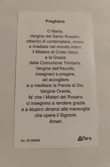 Beata Vergine Del Rosario Di Pompei Con Preghiera Holy Card Santino