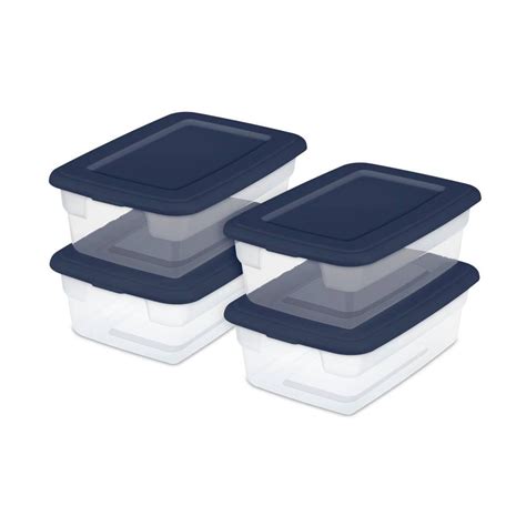 Set De Cajas Organizadoras Sterilite Transparentes Con Tapa Azul 11 4