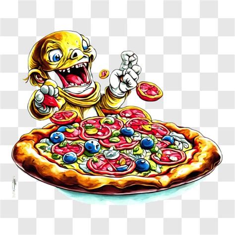 Download Cartoon Character Eating Pizza With Mouth Open Pngs Online Creative Fabrica