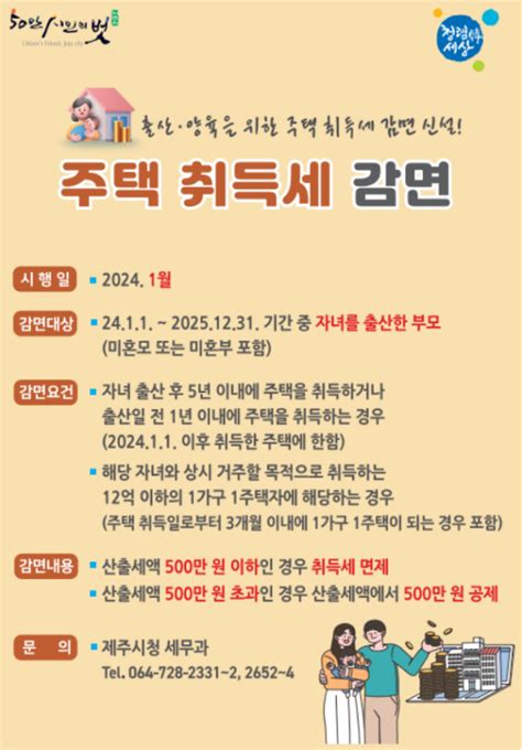 출산·양육 가구 주택 취득세 최대 500만원 감면