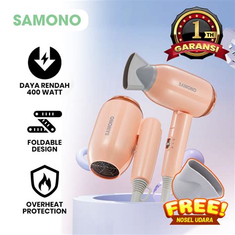 Jual SAMONO Mini Hair Dryer Care 400 W Pink Pengering Rambut Travel