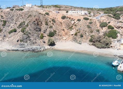 Gavdos Island Crete Greece Aerial Drone View Of Sandy Beach People Swim In Vast Sea Water