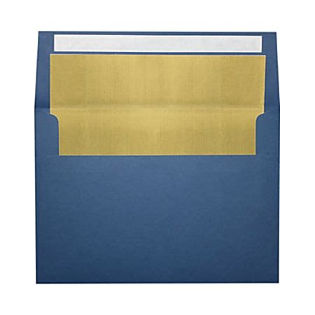 LUX Invitation Envelopes A7 Peel Stick Closure GoldNavy Pack Of 50