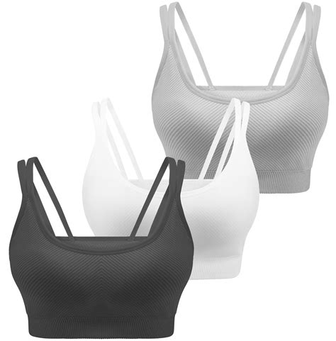 Akamc Pack Women S Medium Support Cross Back Wirefree Removable Cups