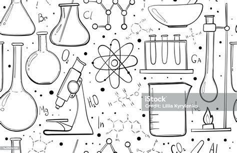 Laboratory Equipment Sketch Seamless Pattern Science Chemistry ...