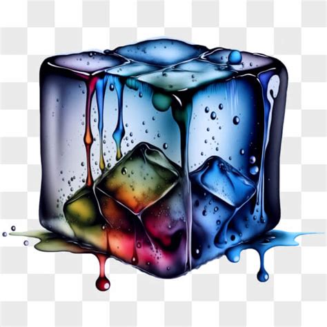 Scarica Cubetto Di Ghiaccio Colorato Con Gocce D Acqua PNGs Online