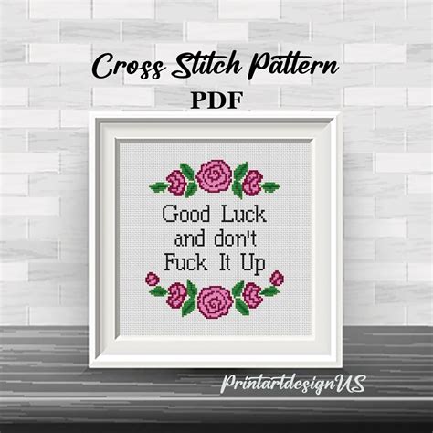 Good Luck And Don T Fuck It Up Cross Stitch Pattern Rupaul Embroidery Design Rupaul S Drag