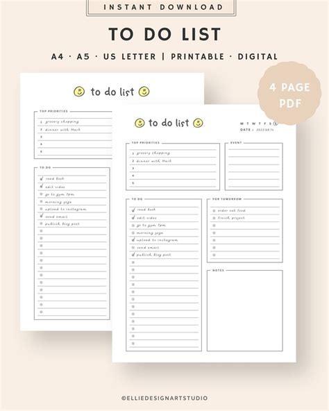 To Do List Template Printable to Do List Digital iPad to Do List to Do ...