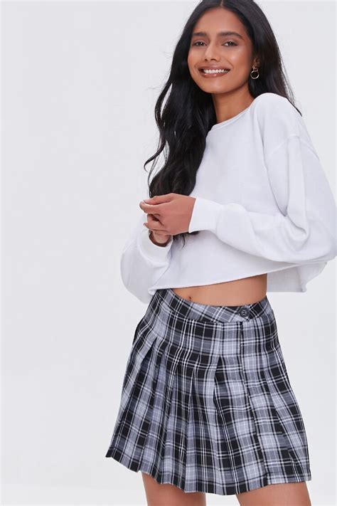 Pleated Plaid Mini Skirt