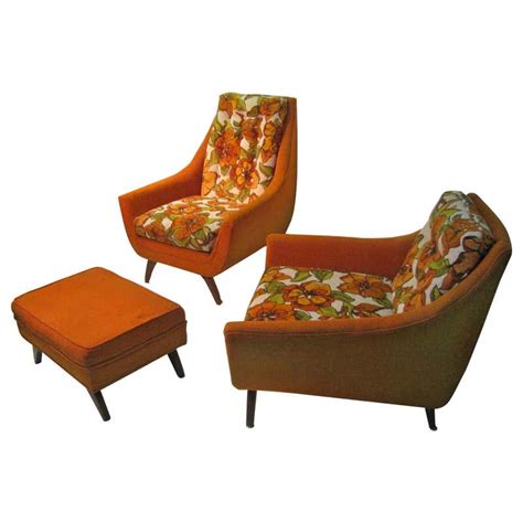 Mid Century Modern Lounge Chairs With Ottoman Living Room Set At