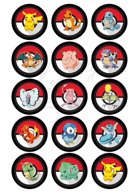 Pokemon Edible Cupcake Cookie Toppers Itty Bitty Cake Toppers