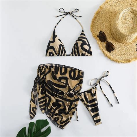 Pieces Micro Thong Bikini Set With Beach Pareo Tulle Mini Skirt Women Sexy Bikini Swimsuit