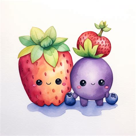 Premium Photo | A watercolor drawing of a strawberry and a strawberry