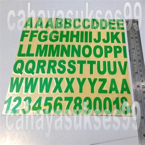 Jual Sticker Cutting Huruf Alphabet Abjad Hijau Reflective Font Arial A