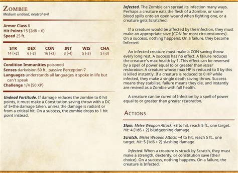 Homebrew zombie statblock! (Based on the ideas posed by Zee Bashew on ...