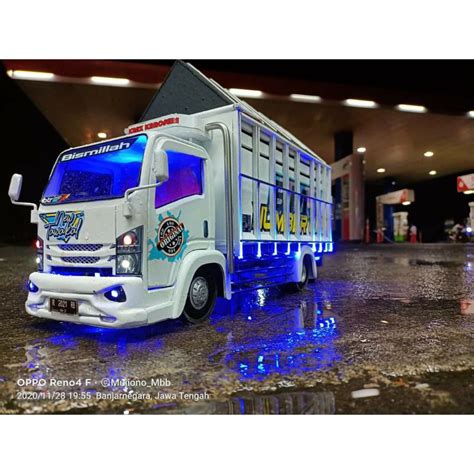 Jual Miniatur Truck Oleng Kayu Asli Jumbo Bonus Terpal Full Lmpu