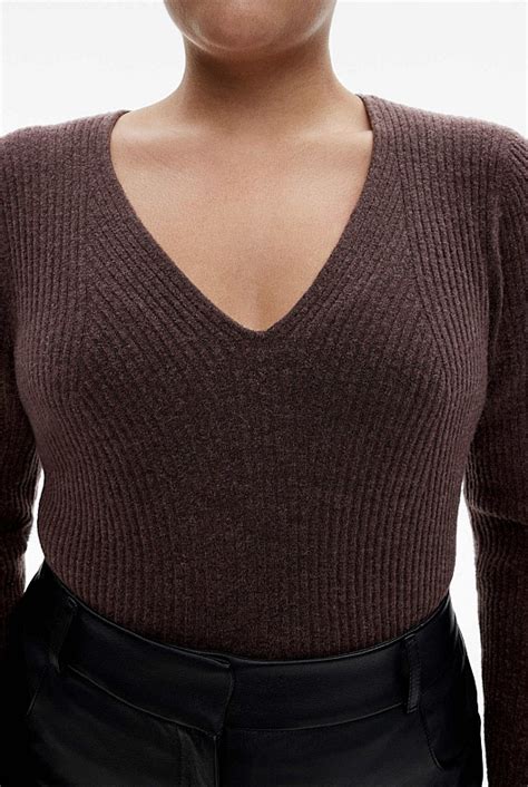 Raisin Alpaca Blend Rib Long Sleeve Knit Womens Knitwear Witchery