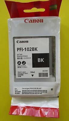 Genuine Canon Pfi Bk Black Ink Tank Cartridge Expiration Unknown Ebay