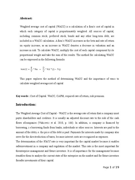 Overview of Wacc | Download Free PDF | Cost Of Capital | Financial ...