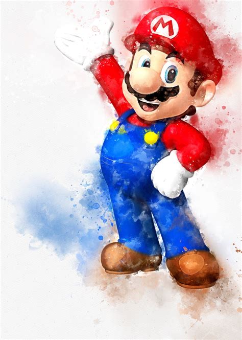 Super Mario Watercolour Print Super Mario Poster Super Mario